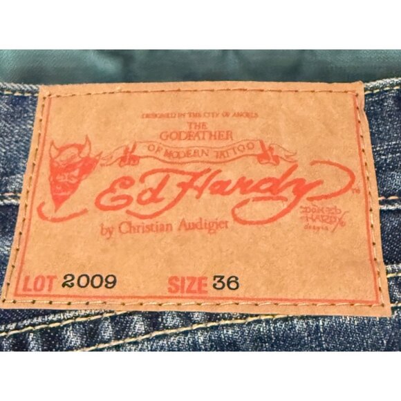 Ed Hardy by Christian Audigier Men's Dragon Embroidered Jean Blue Size 36 x 32 N - Picture 11 of 13